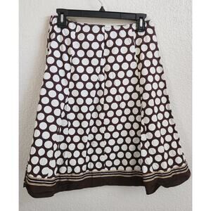 Cato Brown White Polka Dot A Line Above The Knee Skirt 8 Lightweight Soft